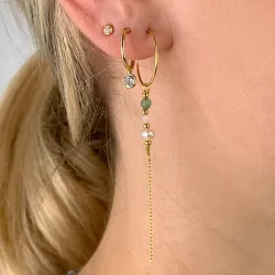 grønn agat kjedeøreringer i forgylt sølv - Loom Stones