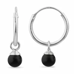 12 mm svart onyks creol i sølv - Loom Stones