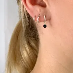 12 mm svart onyks creol i sølv - Loom Stones