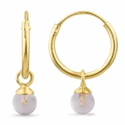 12 mm rosa kvarts creol i forgylt sølv - Loom Stones