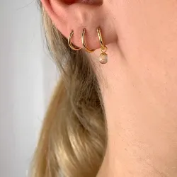 12 mm rosa kvarts creol i forgylt sølv - Loom Stones