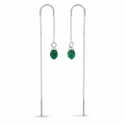 smaragd glass kjedeøreringer i sølv - Loom Stones