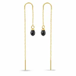 svart zirkon kjedeøreringer i forgylt sølv - Loom Stones