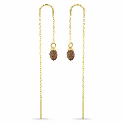 brunt glass kjedeøreringer i forgylt sølv - Loom Stones