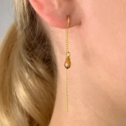 brunt glass kjedeøreringer i forgylt sølv - Loom Stones