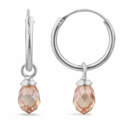 12 mm champagnefarget zirkon creol i sølv - Loom Stones