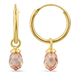 12 mm champagnefarget zirkon creol i forgylt sølv