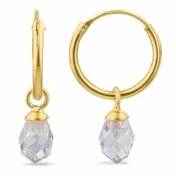 12 mm hvite zirkon creol i forgylt sølv - Loom Stones