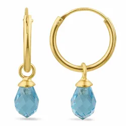 12 mm blå topas glas creol i forgylt sølv - Loom Stones