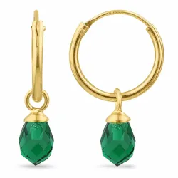 12 mm smaragd glass creol i forgylt sølv - Loom Stones