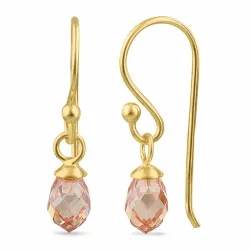 champagnefarget zirkon ear lines i forgylt sølv - Loom Stones