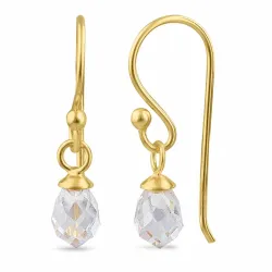 hvite zirkon ear lines i forgylt sølv - Loom Stones