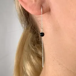 svart onyks kjedeøreringer i sølv - Loom Stones