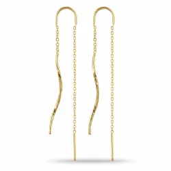 lange kjedeøreringer i forgylt sølv