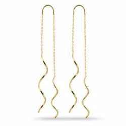 lange kjedeøreringer i forgylt sølv