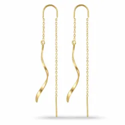 lange kjedeøreringer i forgylt sølv