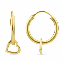 12 mm hjerte creol i forgylt sølv