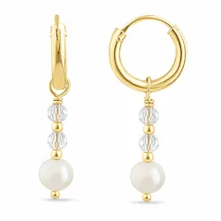 14 mm perle creol i forgylt sølv