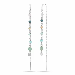 lange multifargede kjedeøreringer i sølv - Loom Stones