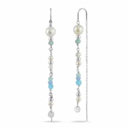 lange perle kjedeøreringer i sølv - Loom Stones