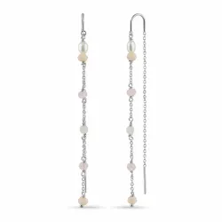 lange rosa kjedeøreringer i sølv