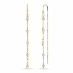 lange rosa kjedeøreringer i forgylt sølv - Loom Stones