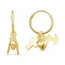 12 mm tro-håp-kjærlighet creol i forgylt sølv