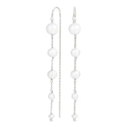 lange perle kjedeøreringer i sølv