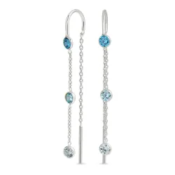 lange blå zirkon kjedeøreringer i sølv