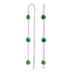 lange grønn zirkon kjedeøreringer i sølv