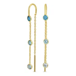 lange blå zirkon kjedeøreringer i forgylt sølv