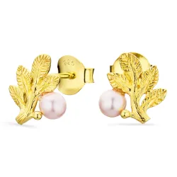 blad øredobber i forgylt sølv