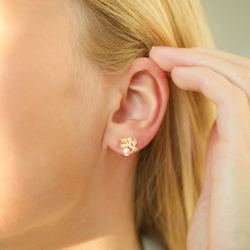 blad øredobber i forgylt sølv