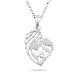 hjerte mor og barn halskjede i sølv med anheng i sølv