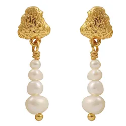 Hultquist Coralie white øredobber i forgylt sølv