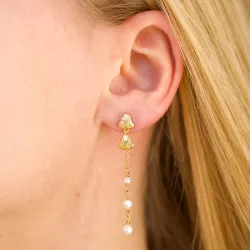 Hultquist Coralie white grande øredobber i forgylt sølv