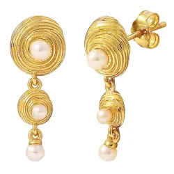 Hultquist Shelly double perle øredobber i forgylt sølv