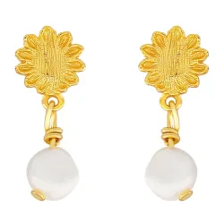 Hultquist Evelyn perle øredobber i forgylt sølv