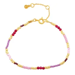 Hultquist Runa multifargede perle armbånd i forgylt sølv