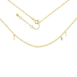 Hultquist halskjede med anheng i forgylt sølv lyseblå stein