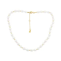 Hultquist Pastel perle halskjede i forgylt sølv