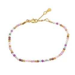 Hultquist multifargede armbånd i forgylt sølv multifarget stein