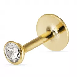 2,5 mm rund ørepiercing i 9 karat gull med zirkon