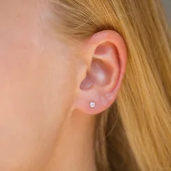 1/2 par 3 mm øredobber i 9 karat gull med zirkon