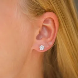 6 mm ørestikker i 9 karat gull med zirkon