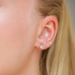 zirkon ørestikker i 9 karat gull med zirkon