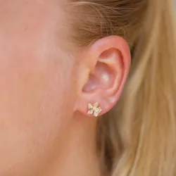blomst ørestikker i 9 karat gull