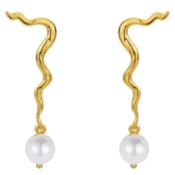 Nava Peony perle øredobber i forgylt sølv