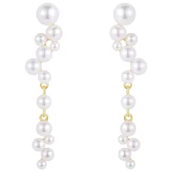 Nava Amun perle øredobber i forgylt sølv