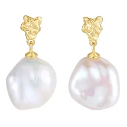 Nava Nimue perle øredobber i forgylt sølv